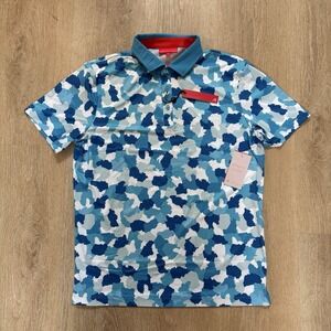 Redvanly Dawson Polo Shirt Golf Rugby PUREpoly Malibu Blue Camo Men's L NWT